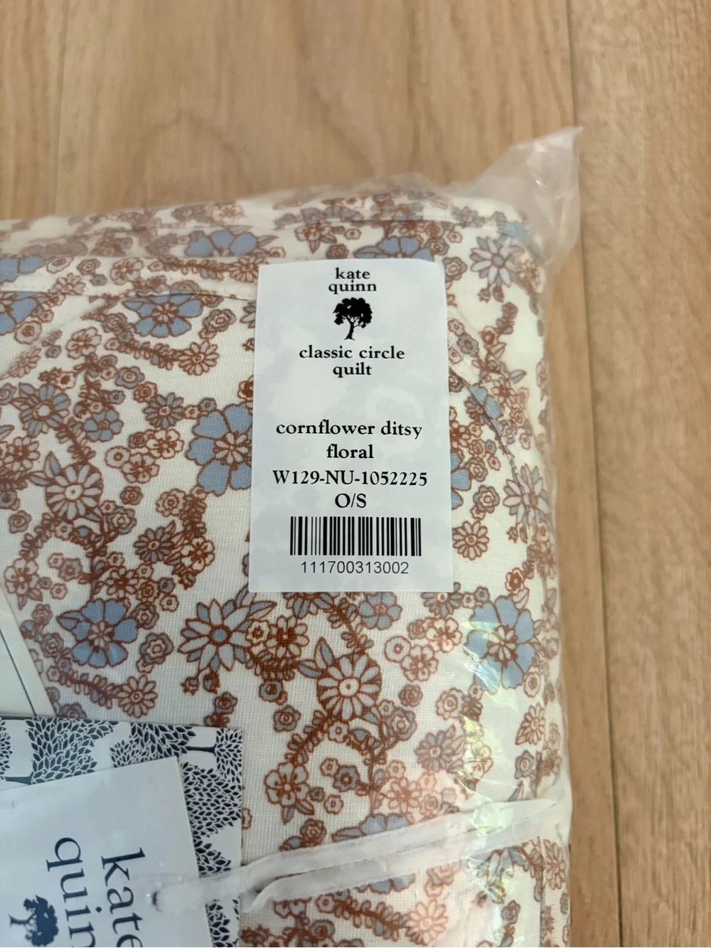 Kate Quinn Cornflower Ditsy Floral Quilt - Blue & Brown